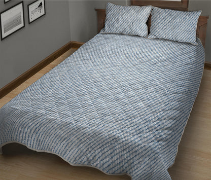Light Blue Denim Jeans Print Quilt Bed Set