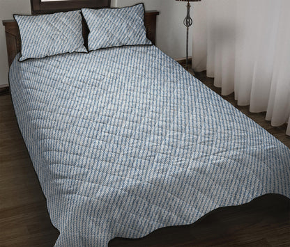 Light Blue Denim Jeans Print Quilt Bed Set