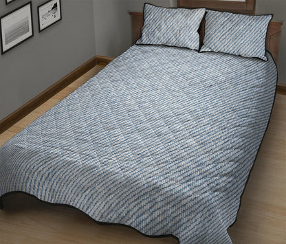 Light Blue Denim Jeans Print Quilt Bed Set