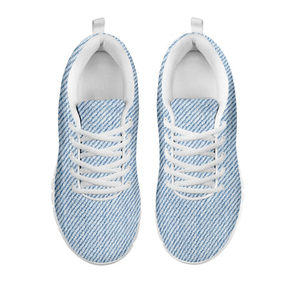 Light Blue Denim Jeans Print White Sneakers