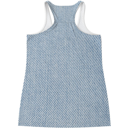 Light Blue Denim Jeans Print Women's Racerback Tank Top