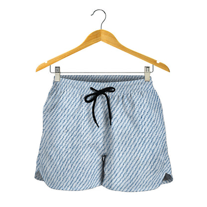 Light Blue Denim Jeans Print Women's Shorts