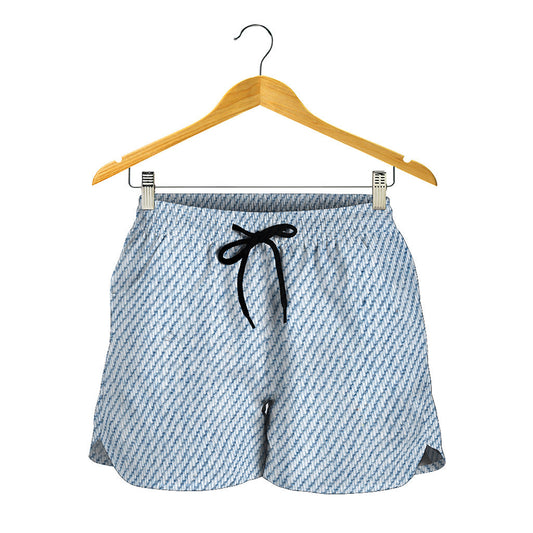 Light Blue Denim Jeans Print Women's Shorts