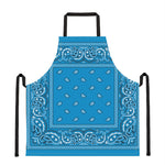 Light Blue Paisley Bandana Print Apron