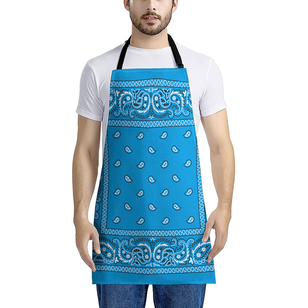 Light Blue Paisley Bandana Print Apron