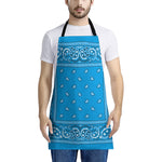 Light Blue Paisley Bandana Print Apron