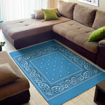 Light Blue Paisley Bandana Print Area Rug