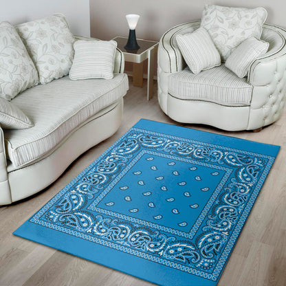 Light Blue Paisley Bandana Print Area Rug