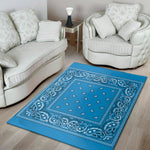 Light Blue Paisley Bandana Print Area Rug