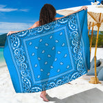 Light Blue Paisley Bandana Print Beach Sarong Wrap