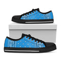 Light Blue Paisley Bandana Print Black Low Top Sneakers