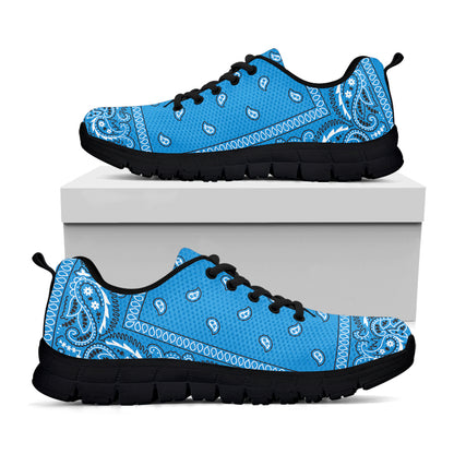 Light Blue Paisley Bandana Print Black Sneakers