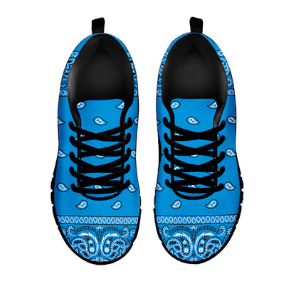 Light Blue Paisley Bandana Print Black Sneakers