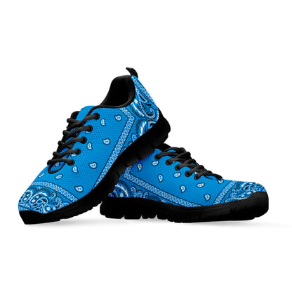 Light Blue Paisley Bandana Print Black Sneakers