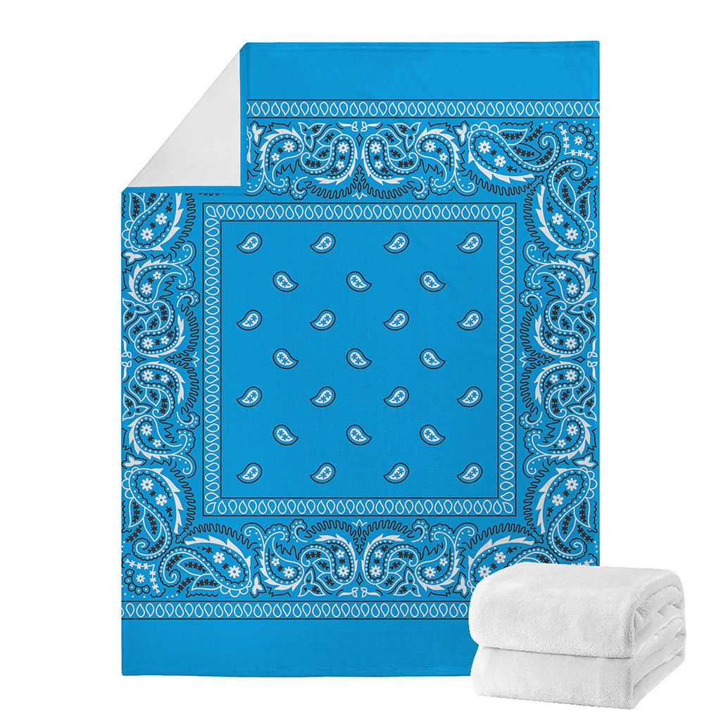 Light Blue Paisley Bandana Print Blanket