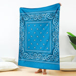 Light Blue Paisley Bandana Print Blanket