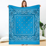Light Blue Paisley Bandana Print Blanket