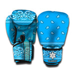 Light Blue Paisley Bandana Print Boxing Gloves