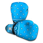 Light Blue Paisley Bandana Print Boxing Gloves