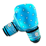 Light Blue Paisley Bandana Print Boxing Gloves