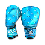 Light Blue Paisley Bandana Print Boxing Gloves