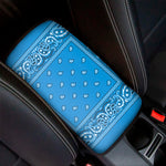 Light Blue Paisley Bandana Print Car Center Console Cover