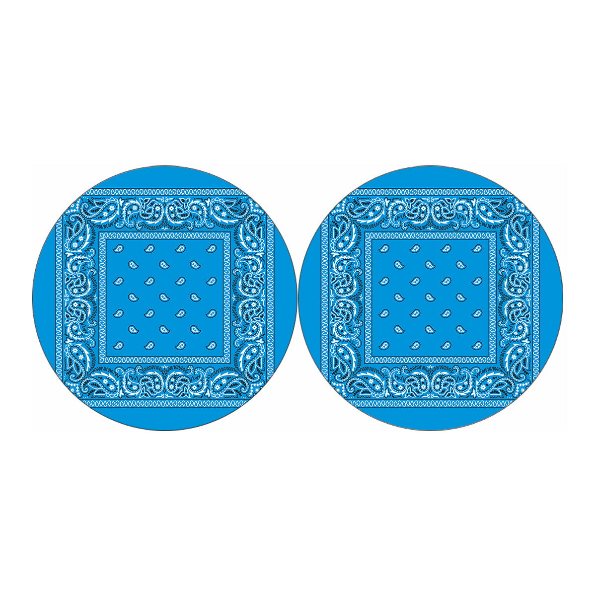 Light Blue Paisley Bandana Print Car Coasters