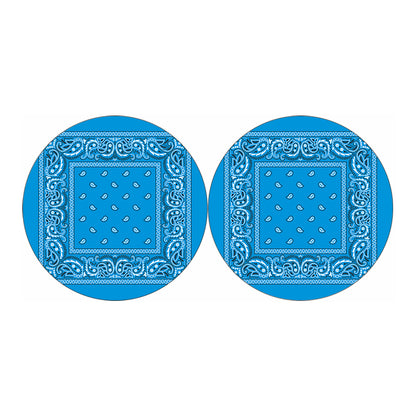 Light Blue Paisley Bandana Print Car Coasters