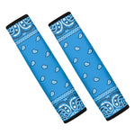 Light Blue Paisley Bandana Print Car Seat Belt Covers