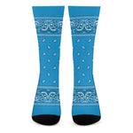 Light Blue Paisley Bandana Print Crew Socks