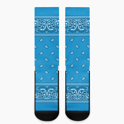 Light Blue Paisley Bandana Print Crew Socks