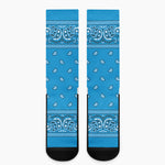 Light Blue Paisley Bandana Print Crew Socks