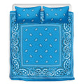 Light Blue Paisley Bandana Print Duvet Cover Bedding Set