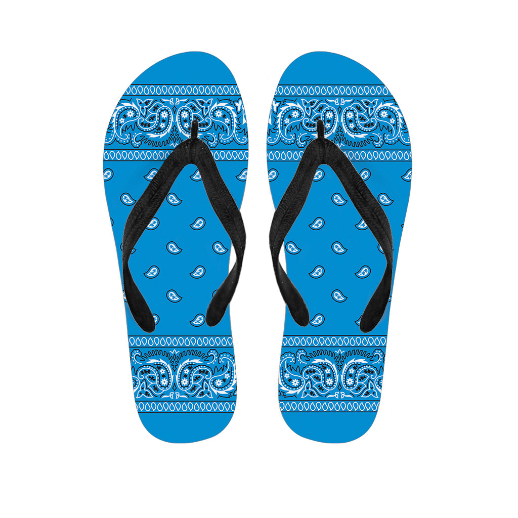 Light Blue Paisley Bandana Print Flip Flops