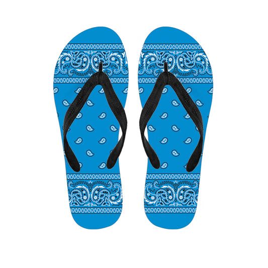 Light Blue Paisley Bandana Print Flip Flops
