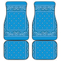 Light Blue Paisley Bandana Print Front and Back Car Floor Mats