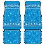 Light Blue Paisley Bandana Print Front and Back Car Floor Mats
