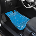 Light Blue Paisley Bandana Print Front and Back Car Floor Mats