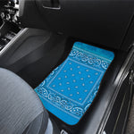 Light Blue Paisley Bandana Print Front and Back Car Floor Mats