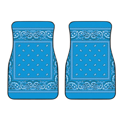Light Blue Paisley Bandana Print Front Car Floor Mats
