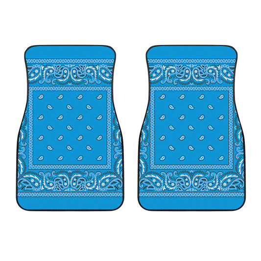 Light Blue Paisley Bandana Print Front Car Floor Mats