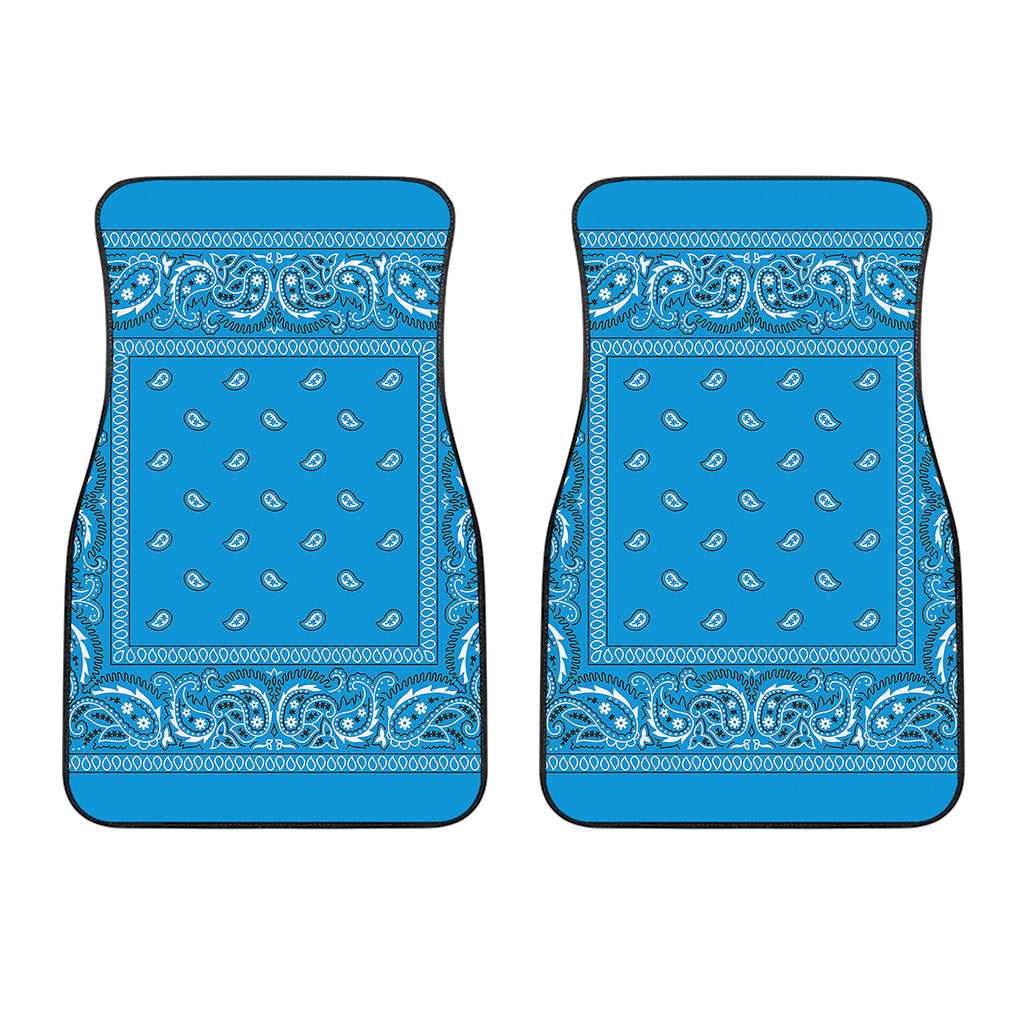 Light Blue Paisley Bandana Print Front Car Floor Mats