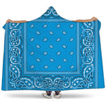 Light Blue Paisley Bandana Print Hooded Blanket