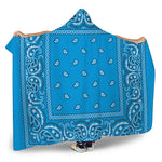 Light Blue Paisley Bandana Print Hooded Blanket