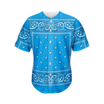 Light Blue Paisley Bandana Print Men's Baseball Jersey