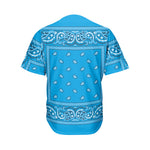 Light Blue Paisley Bandana Print Men's Baseball Jersey