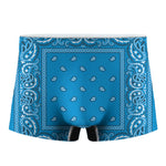 Light Blue Paisley Bandana Print Men's Boxer Briefs