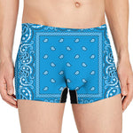Light Blue Paisley Bandana Print Men's Boxer Briefs