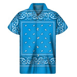 Light Blue Paisley Bandana Print Men's Short Sleeve Shirt
