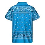 Light Blue Paisley Bandana Print Men's Short Sleeve Shirt